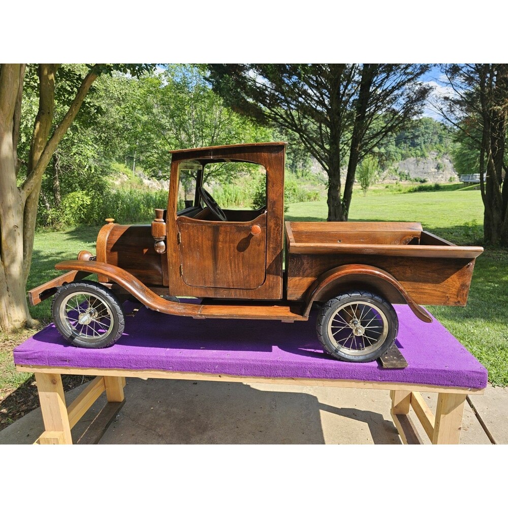 Handmade Wooden Replica of a1920's Ford Pickup Approx. (66"L x 23" W x 32" T)